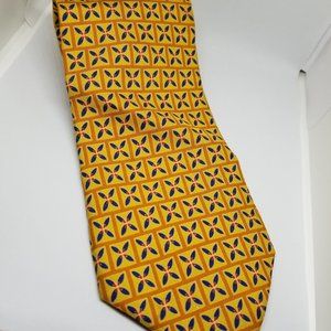 Mens Perry Ellis Gold/Blue 100% Silk Tie